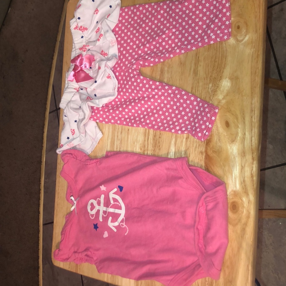 3M baby girl sailor print 2 piece set no stains